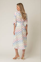 The Mamma Midi Linen Dress in Multi Broderie Anglaise | Sartoria Saracena