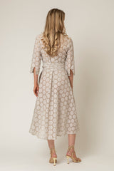 The Mamma Midi Linen Dress in Natural Broderie Anglaise | Sartoria Saracena