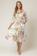 The Mamma Midi Linen Dress in Rose | Sartoria Saracena