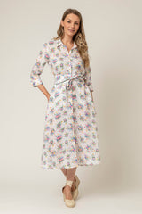 The Mamma Midi Linen Dress in Small Rose | Sartoria Saracena