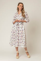 The Mamma Midi Linen Dress in Small Rose | Sartoria Saracena