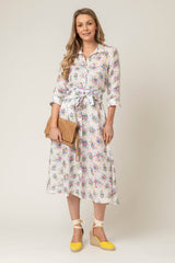 The Mamma Midi Linen Dress in Small Rose | Sartoria Saracena