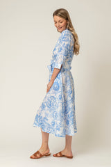 The Mamma Midi Linen Dress in Blue Cosmic | Sartoria Saracena