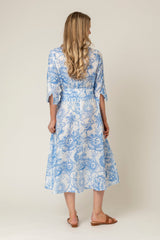 The Mamma Midi Linen Dress in Blue Cosmic | Sartoria Saracena