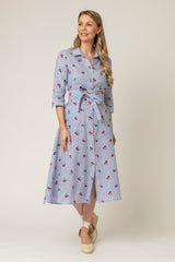 The Mamma Midi Linen Dress in Cherry Stripe | Sartoria Saracena