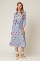 The Mamma Midi Linen Dress in Cherry Stripe | Sartoria Saracena