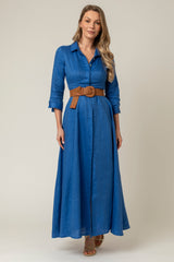 The Mamma Mia Linen Dress in Blue | Sartoria Saracena