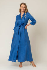 The Mamma Mia Linen Dress in Blue | Sartoria Saracena