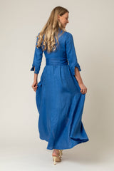 The Mamma Mia Linen Dress in Blue | Sartoria Saracena