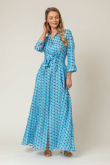 The Mamma Mia Linen Dress in Peacock | Sartoria Saracena