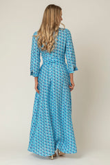 The Mamma Mia Linen Dress in Peacock | Sartoria Saracena