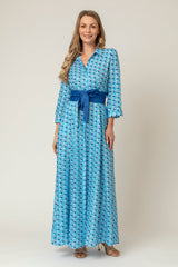 The Mamma Mia Linen Dress in Peacock | Sartoria Saracena