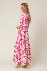 The Mamma Mia Linen Dress in Pink Geo | Sartoria Saracena