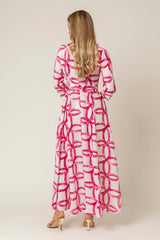 The Mamma Mia Linen Dress in Pink Geo | Sartoria Saracena