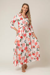 The Mamma Mia Linen Dress in Red Rose | Sartoria Saracena