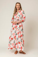 The Mamma Mia Linen Dress in Red Rose | Sartoria Saracena