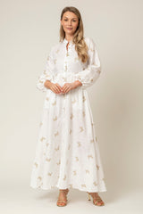 The Liza Linen Maxi Dress in Beige Butterfly | Sartoria Saracena