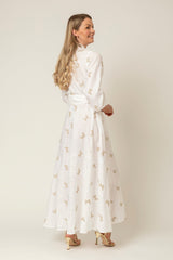 The Liza Linen Maxi Dress in Beige Butterfly | Sartoria Saracena