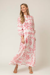 The Liza Linen Maxi Dress in Red Swirl | Sartoria Saracena