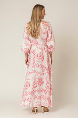 The Liza Linen Maxi Dress in Red Swirl | Sartoria Saracena
