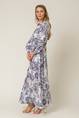 The Liza Linen Maxi Dress in Navy Cosmic | Sartoria Saracena