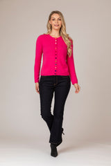 Pink Cashmere Cardigan with Velvet Buttons | Esthēme Cachemire