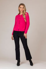 Pink Cashmere Cardigan with Velvet Buttons | Esthēme Cachemire