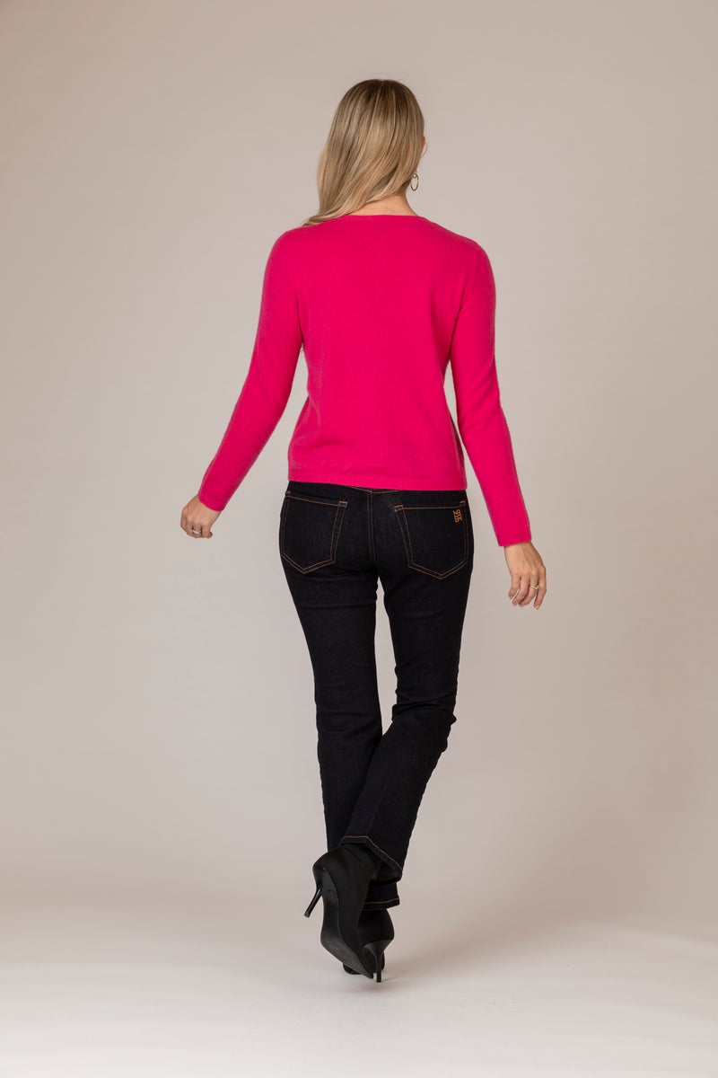 Pink Cashmere Cardigan with Velvet Buttons | Esthēme Cachemire