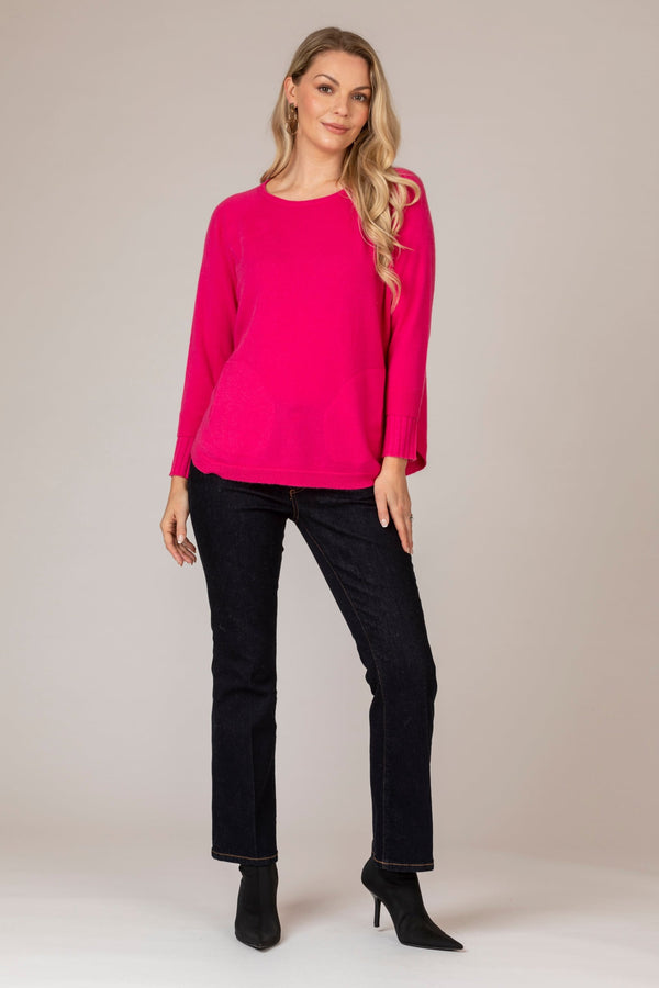 Pink Layered Round Neck Cashmere Jumper | Esthēme Cachemire