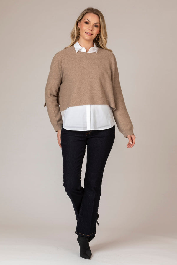 Short Camel Cashmere Jumper | Esthēme Cachemire