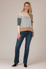 Neutral Block Cashmere Jumper | Esthēme Cachemire