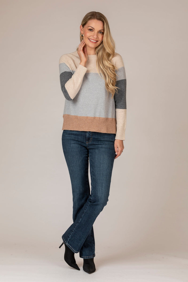 Neutral Block Cashmere Jumper | Esthēme Cachemire