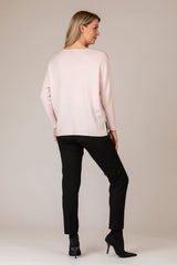 Baby Pink Block Sparkle Cashmere Jumper | Esthēme Cachemire