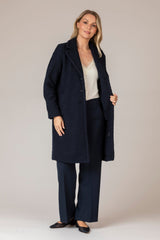 Ghinea Navy Bouclé Coat | EMME