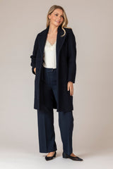 Ghinea Navy Bouclé Coat | EMME