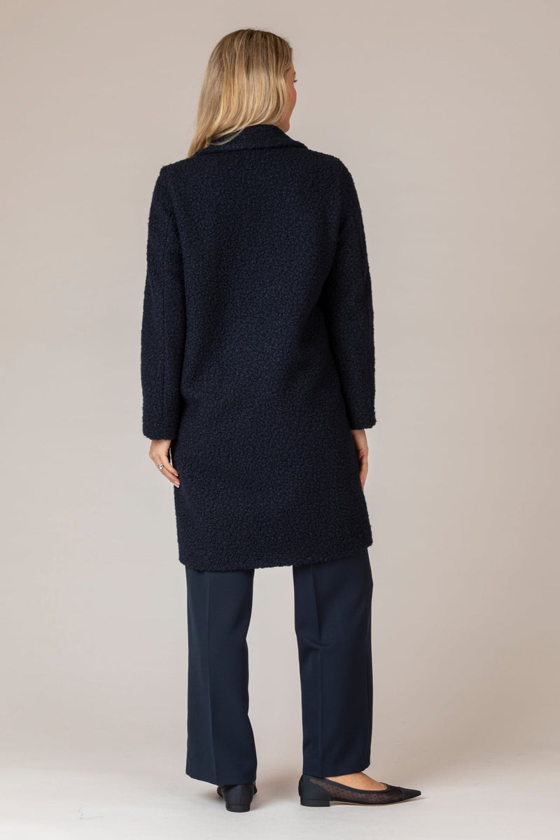 Ghinea Navy Bouclé Coat | EMME