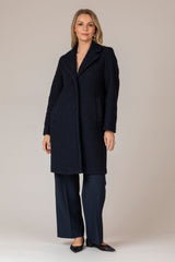 Ghinea Navy Bouclé Coat | EMME