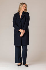 Ghinea Navy Bouclé Coat | EMME