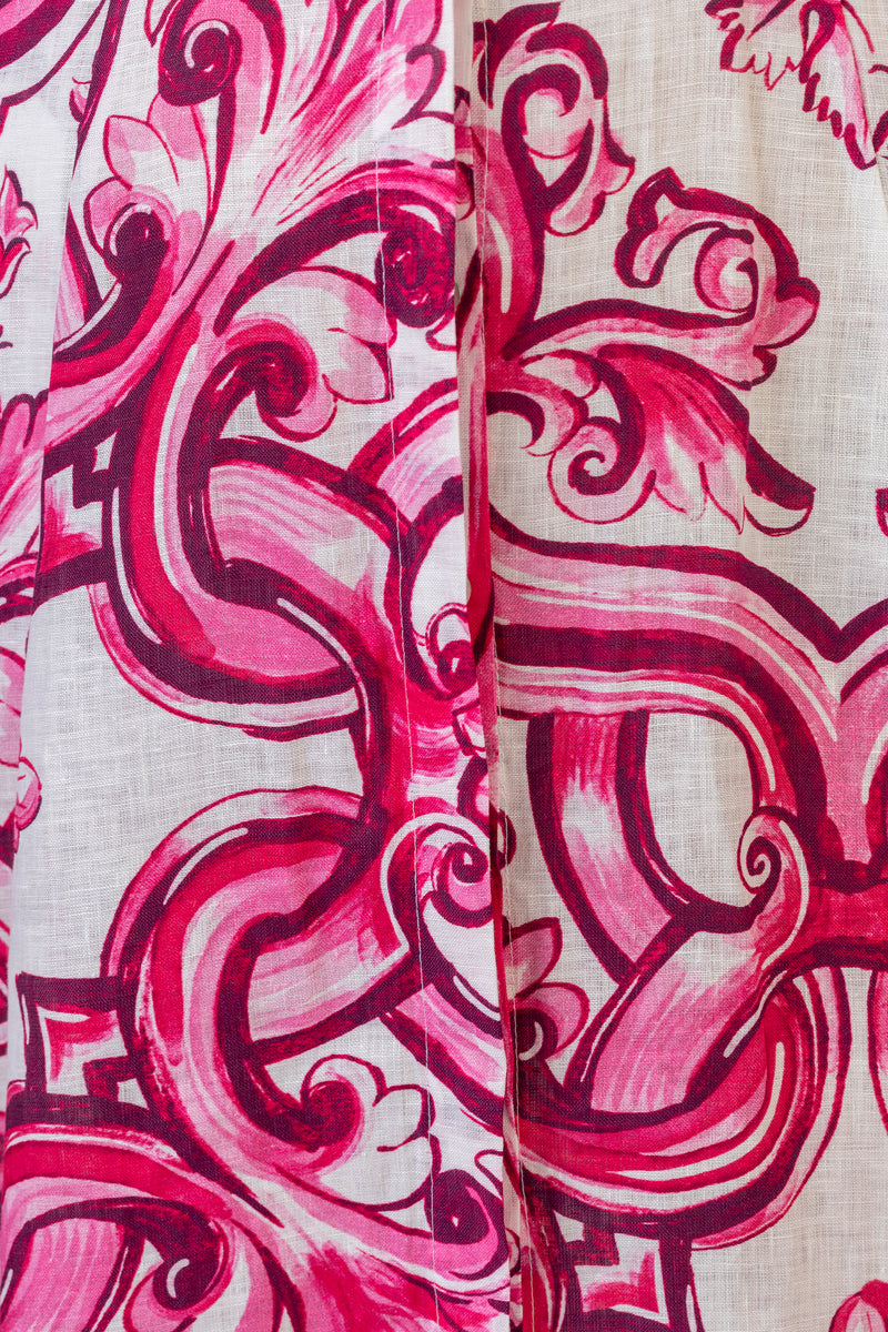 The Pink Swirl Print Mamma Mia Linen Dress | Sartoria Saracena Sarah Thomson The Pink Swirl Print Mamma Mia Linen Dress | Sartoria Saracena Sarah Thomson