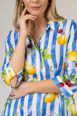 The Lemon Cherry Stripe Mamma Mia Linen Dress | Sartoria Saracena