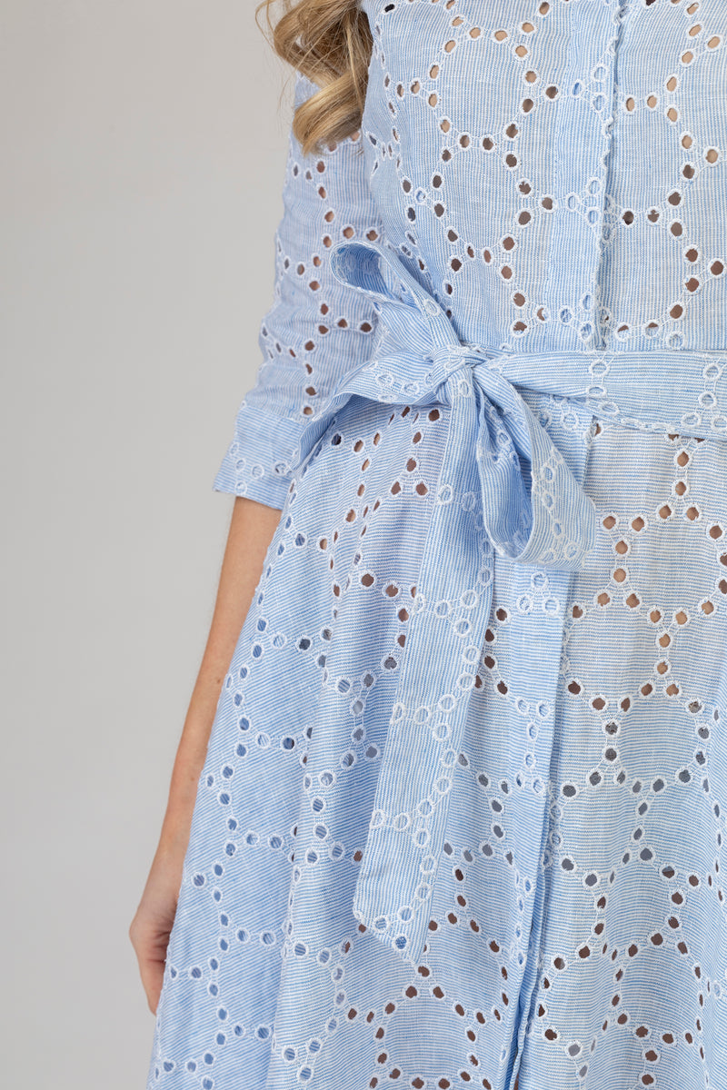 The Broderie Anglaise Mamma Mini Linen Dress | Sartoria Saracena