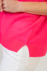 Relaxed Neon Pink V-Neck Cashmere Jumper | Esthēme Cachemire