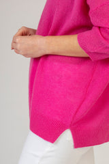 Relaxed Pink V-Neck Cashmere Jumper | Esthēme Cachemire