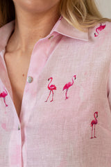 The Pink Flamingo Linen Shirt | Sartoria Saracena