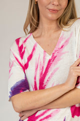 Pink Tropical 1/2 Sleeve Top | Esthēme Cachemire