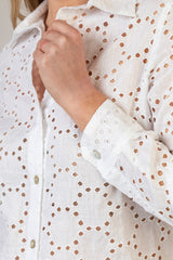 The White Broderie Anglaise Linen Shirt | Sartoria Saracena