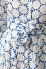 The Liza Linen Maxi Dress in Blue and White Broderie Anglaise | Sartoria Saracena