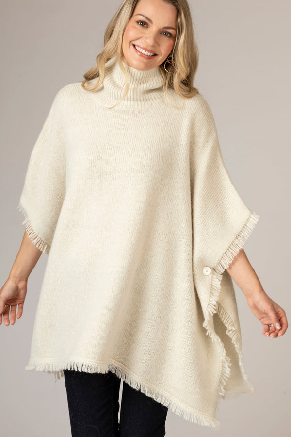 Cream Cashmere Poncho | Esthēme Cachemire