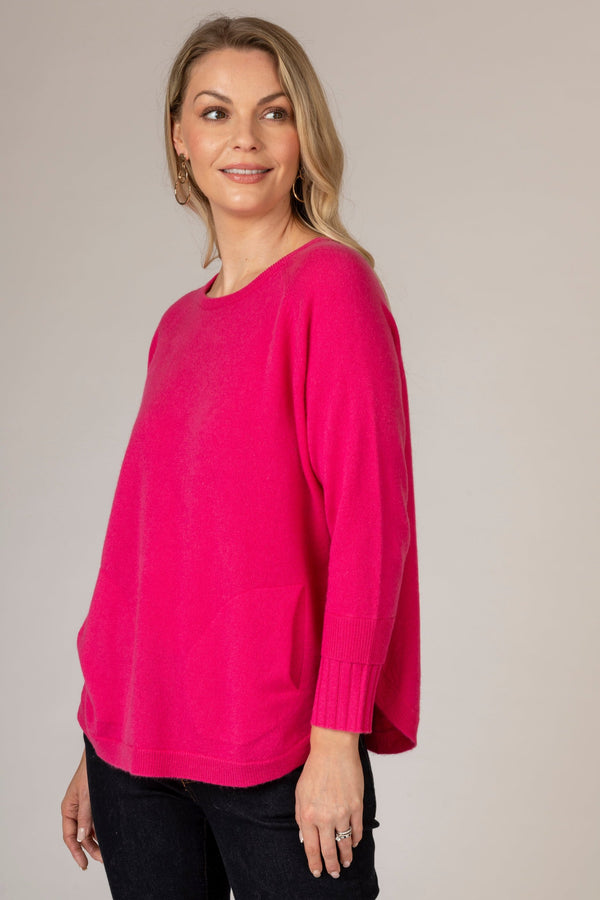 Pink Layered Round Neck Cashmere Jumper | Esthēme Cachemire