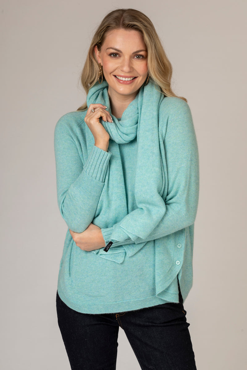 Mint Layered Round Neck Cashmere Jumper | Esthēme Cachemire